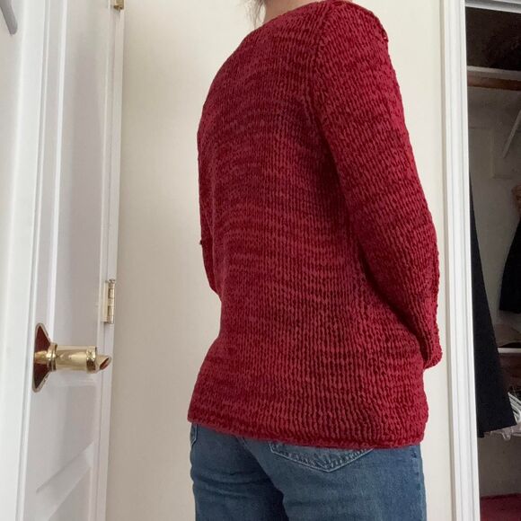 Sigrid Olsen Open Knit Cardigan Red Lagenlook Funky Vintage 90s Friends Grandma - Picture 2 of 6